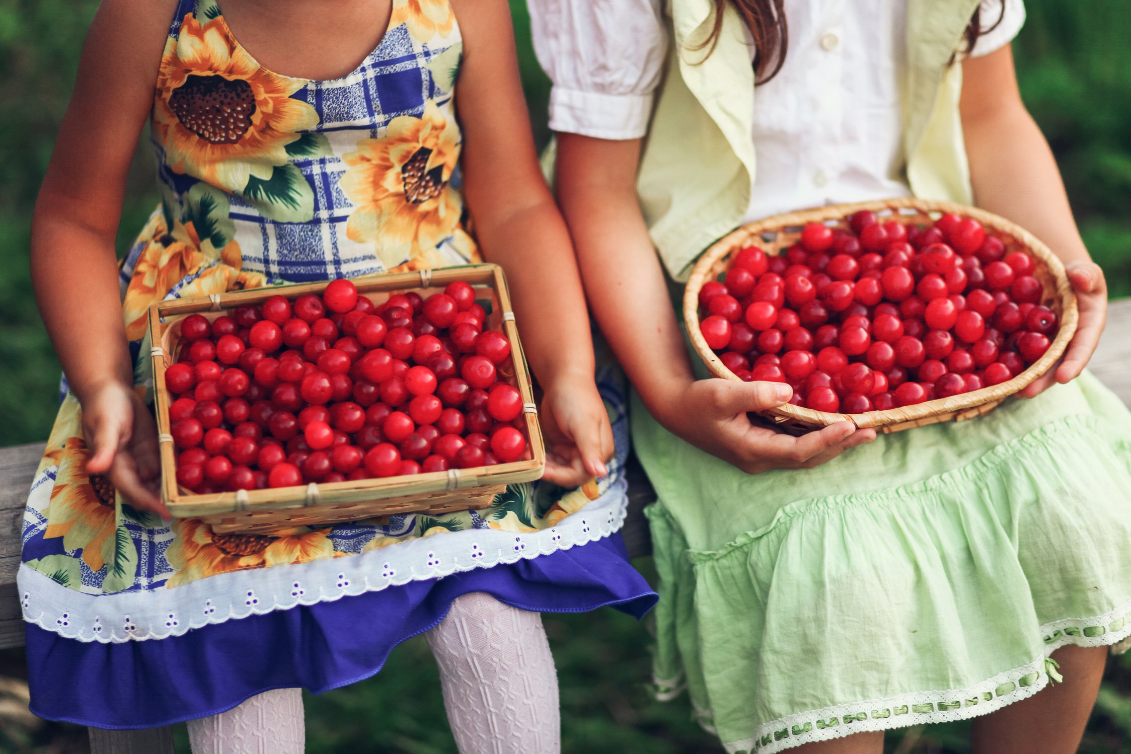 Children happy in garden.